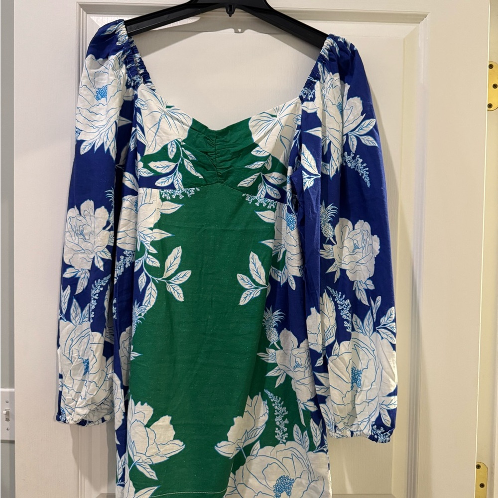 Farm Rio, Size Medium Floral Blue and Green Dress